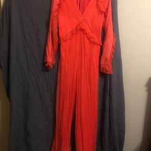 Red Anthropologie jumpsuit